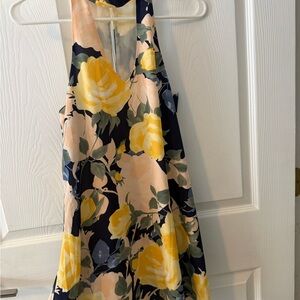 Floral Sleeveless Dress - Yellow and Navy
